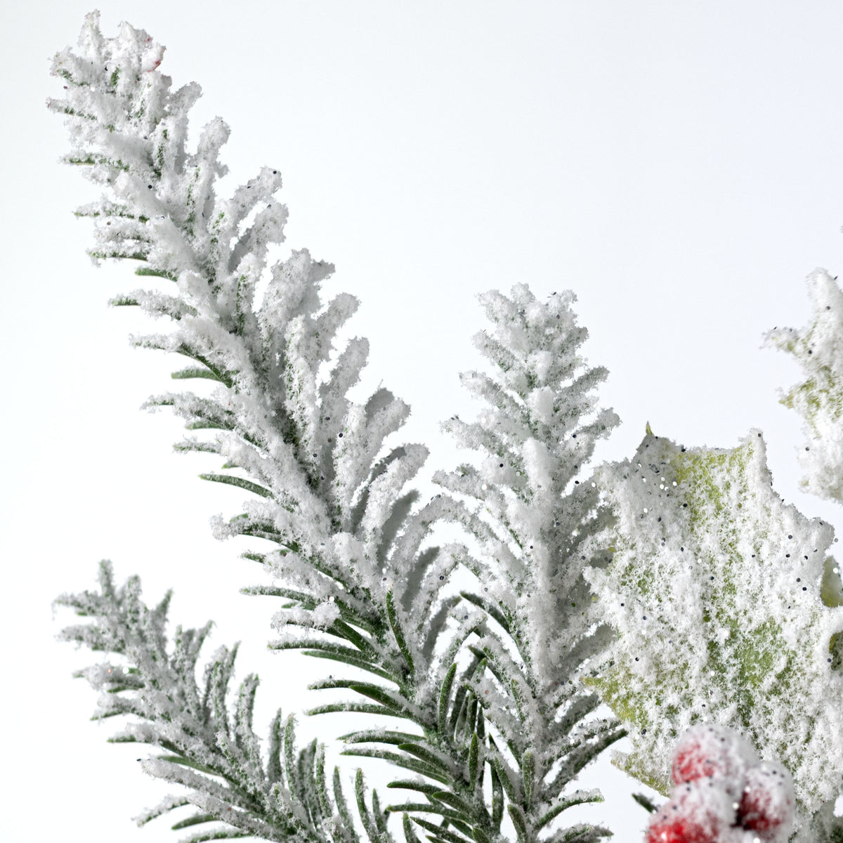 13" Flocked Berries & Pine Pick