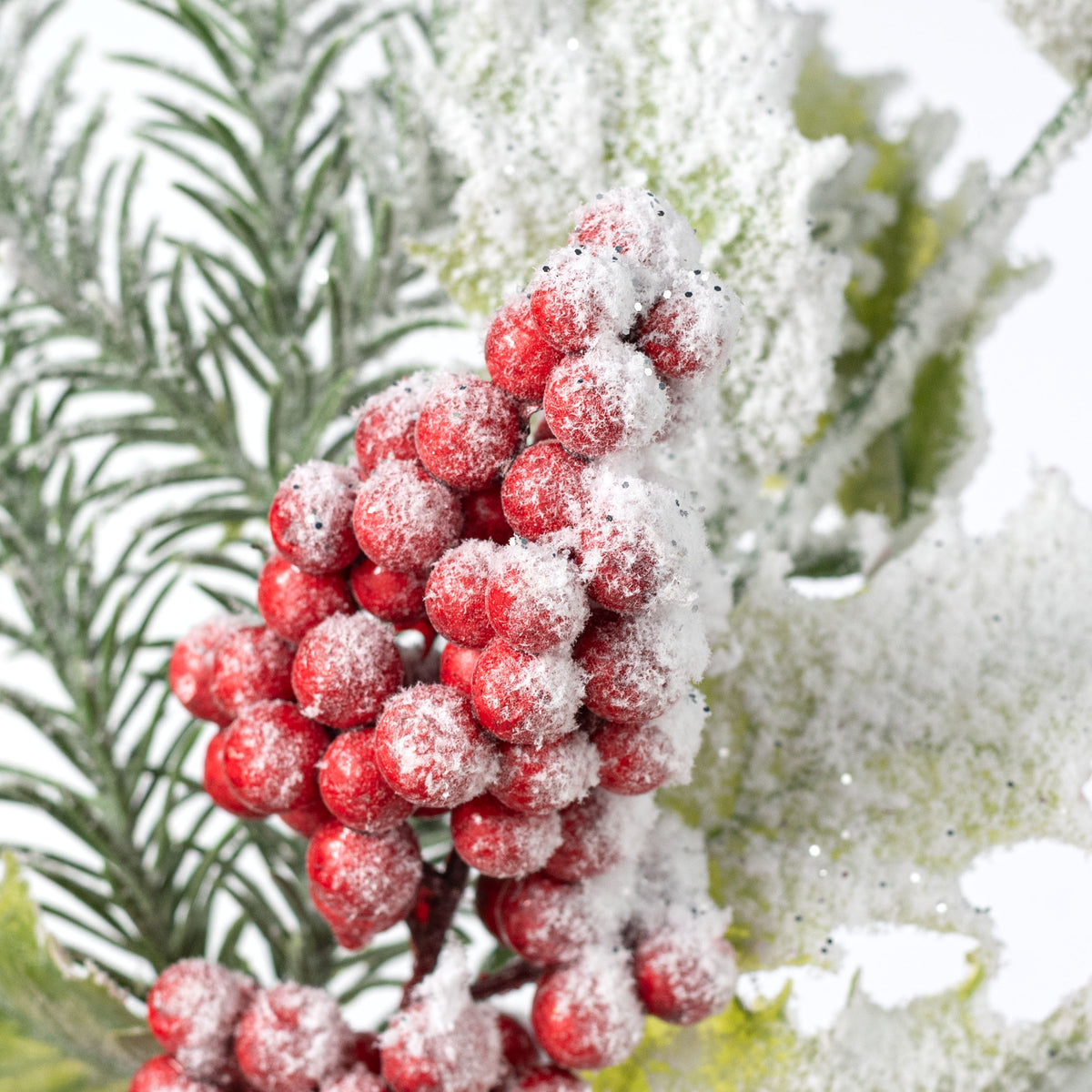 13" Flocked Berries & Pine Pick