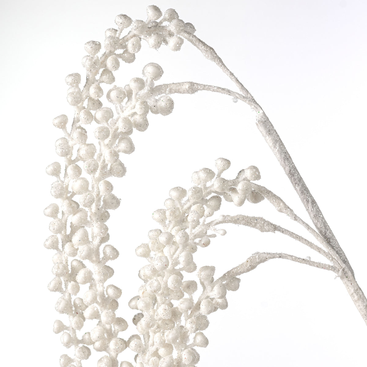 23" Hanging Glittered Berries Spray: White