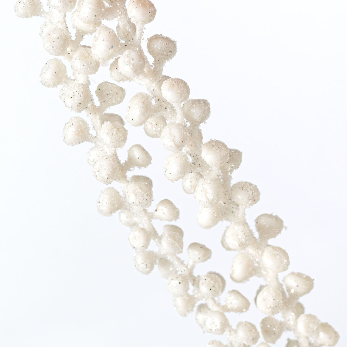 23" Hanging Glittered Berries Spray: White