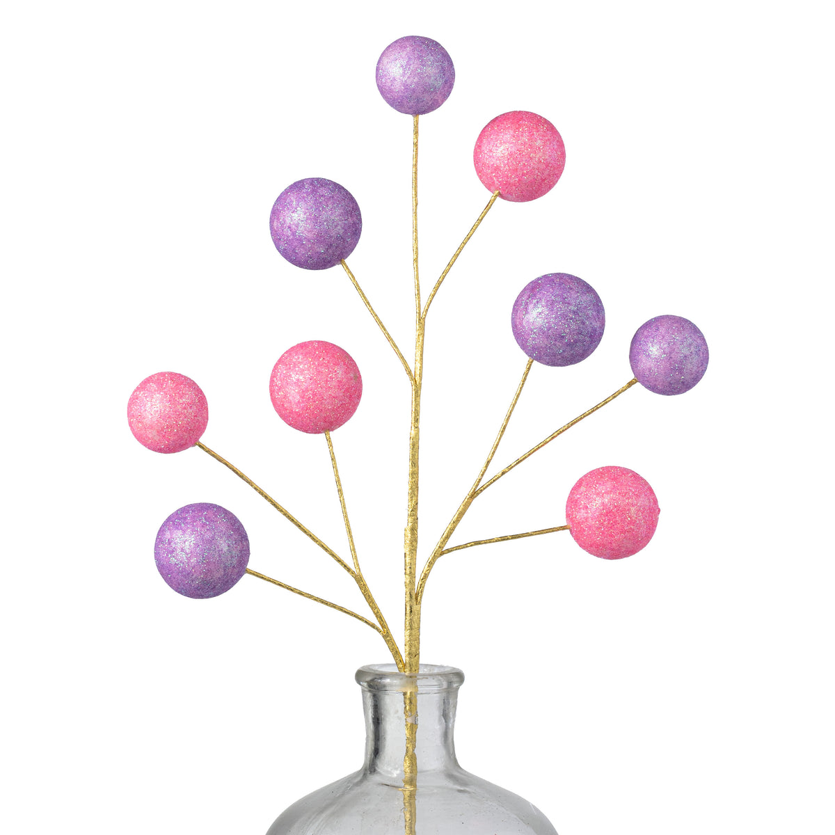 18" Glittered Ball Pick: Pink & Lavender on Gold