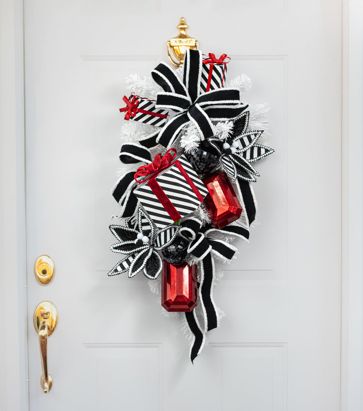 7" Stripe Gift Box Decoration: Black & White