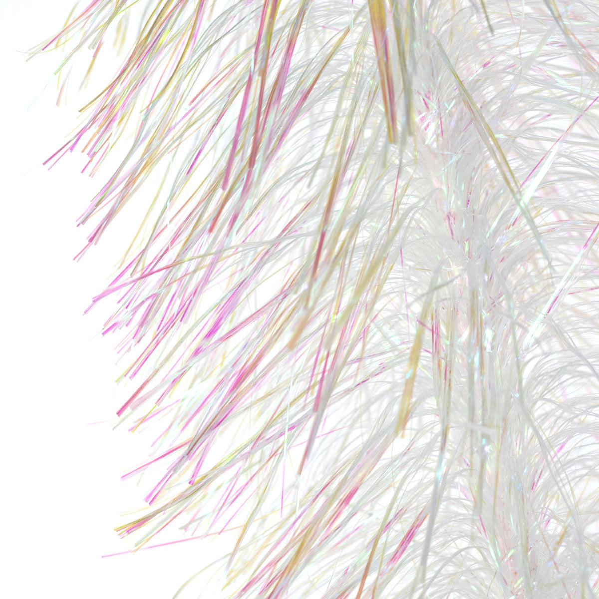 27" Fluffy Tinsel Spike Pick: Iridescent White