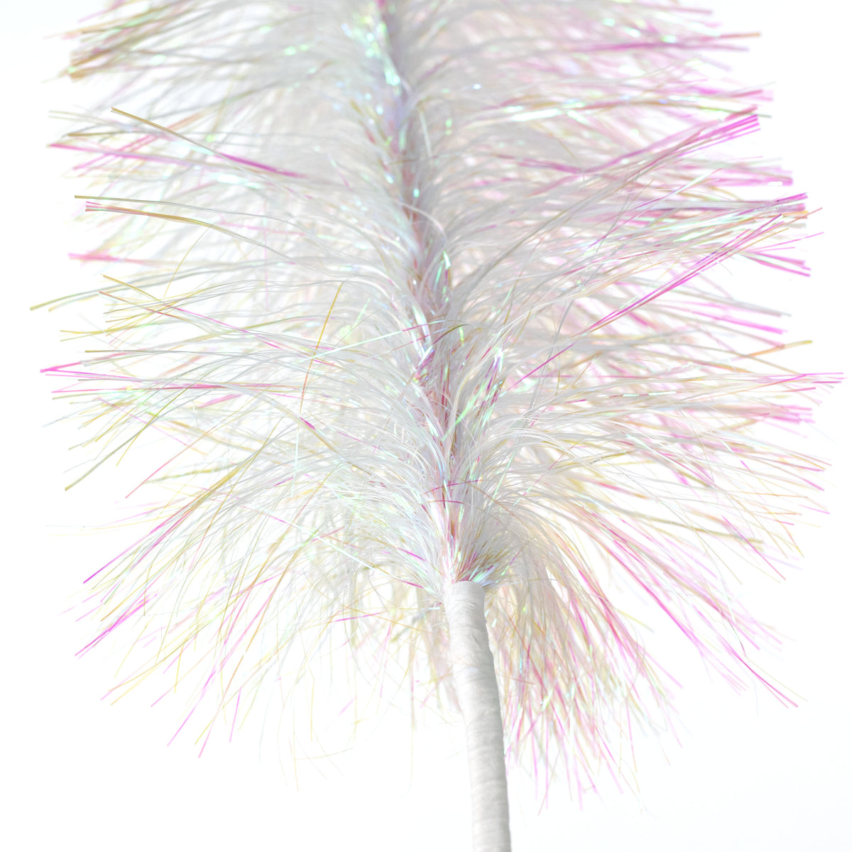 27" Fluffy Tinsel Spike Pick: Iridescent White