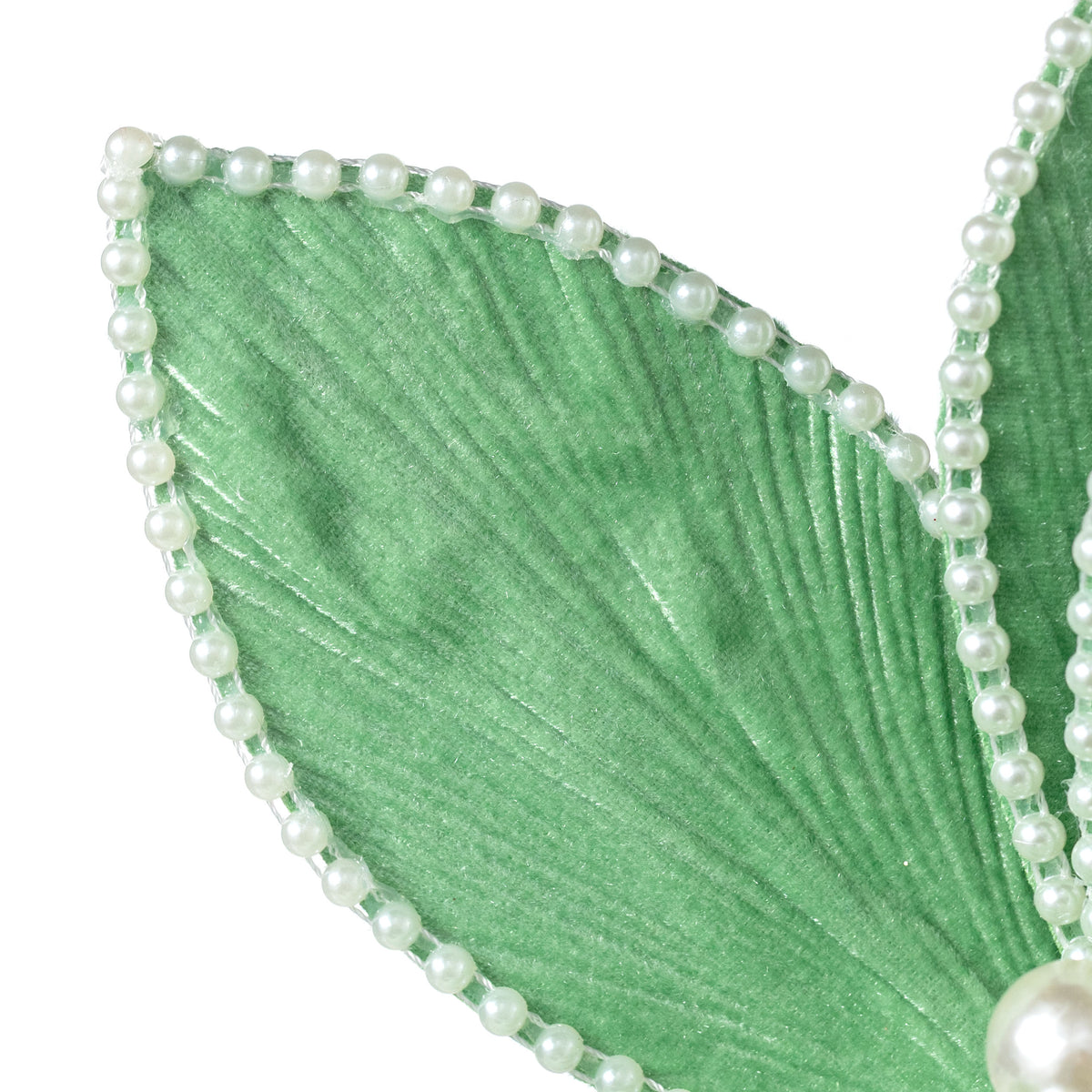 14" x 25" Beaded Velvet Poinsettia & Pearls Stem: Mint Green