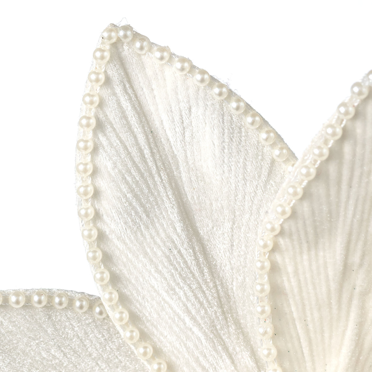 14" x 25" Beaded Velvet Poinsettia & Pearls Stem: Ivory Cream