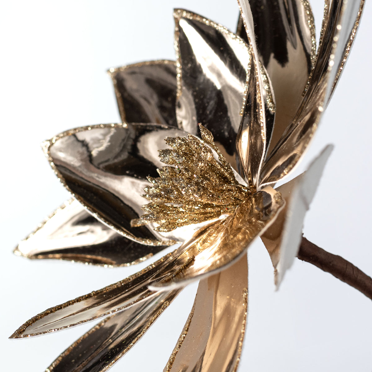12" x 25" Metallic Poinsettia Stem: Mirror Gold