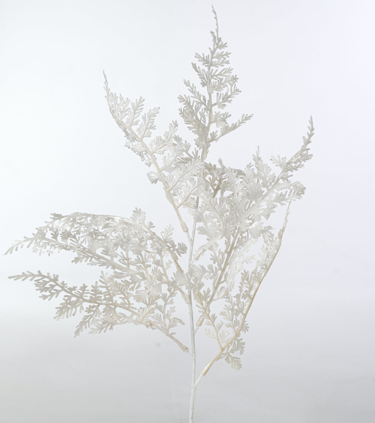 22" Glittered Fern Bush: White (5 Stem)