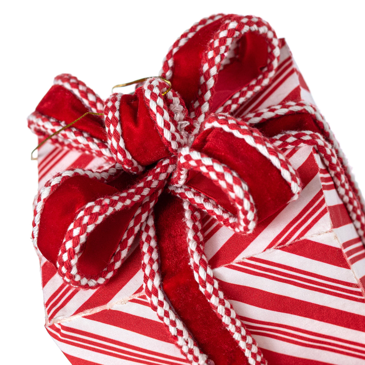 6" Stripe Gift Box Decor: Red & White Peppermint