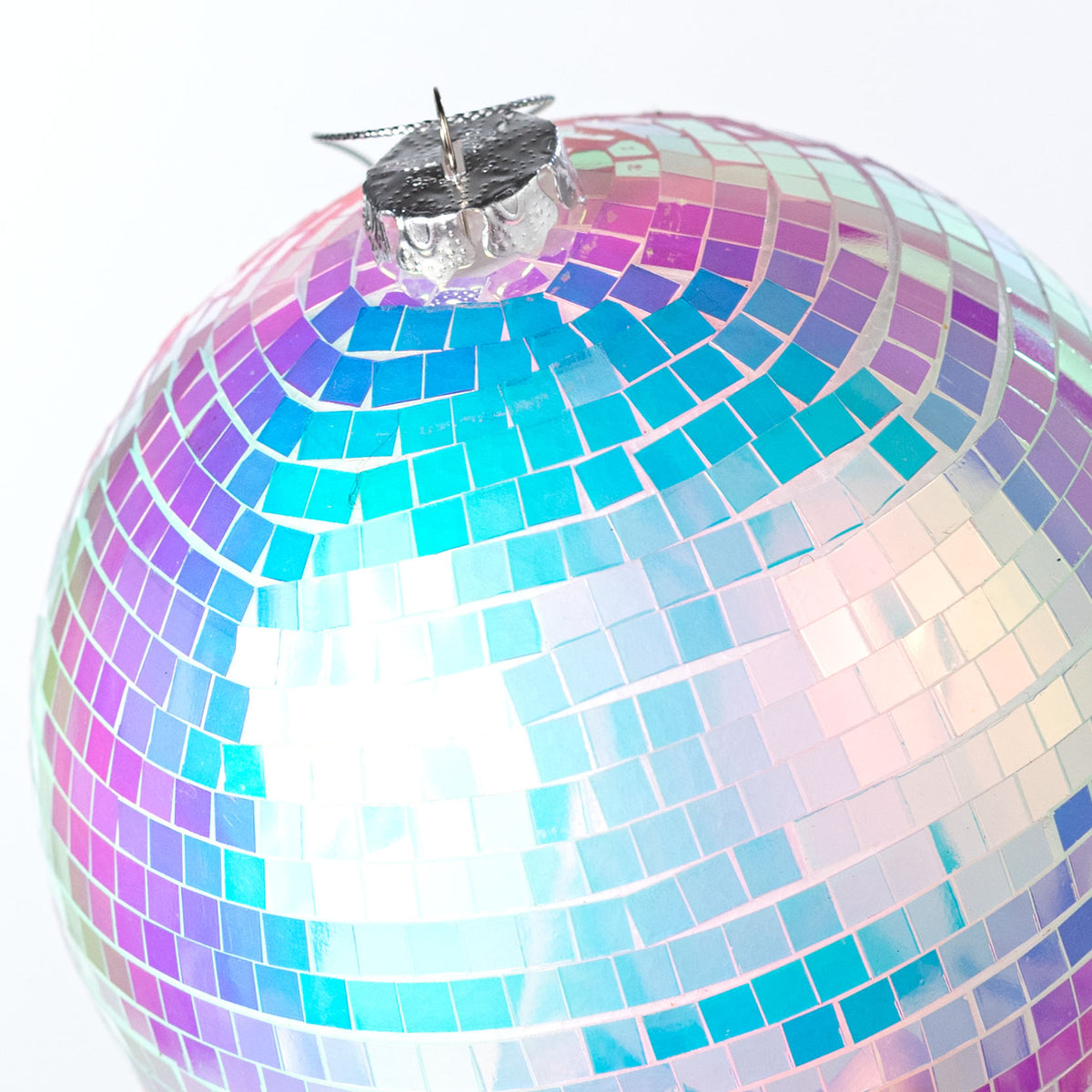 120mm Mirror Disco Ball Ornament: Iridescent White