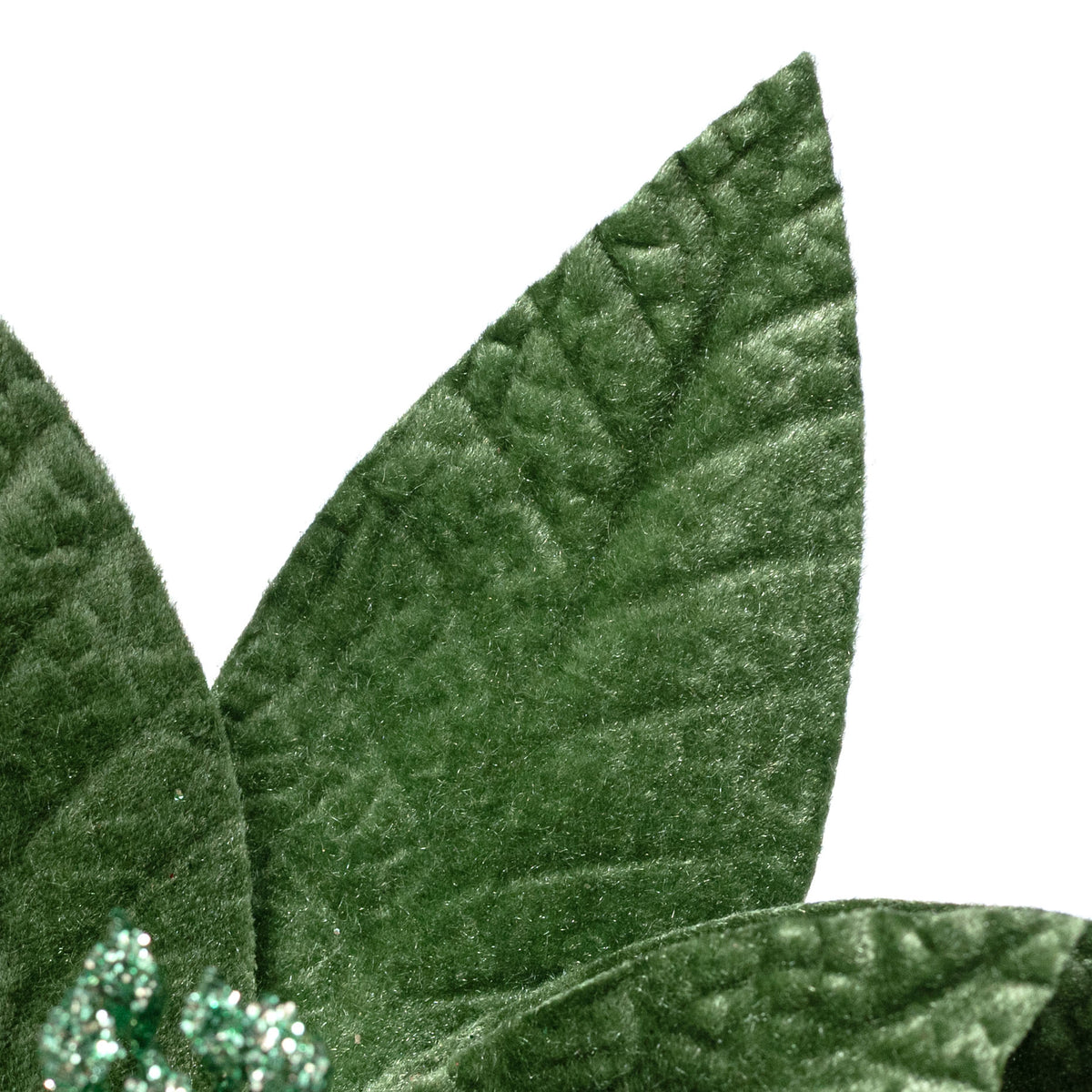 11" x 23" Velvet Poinsettia Stem: Sage Green