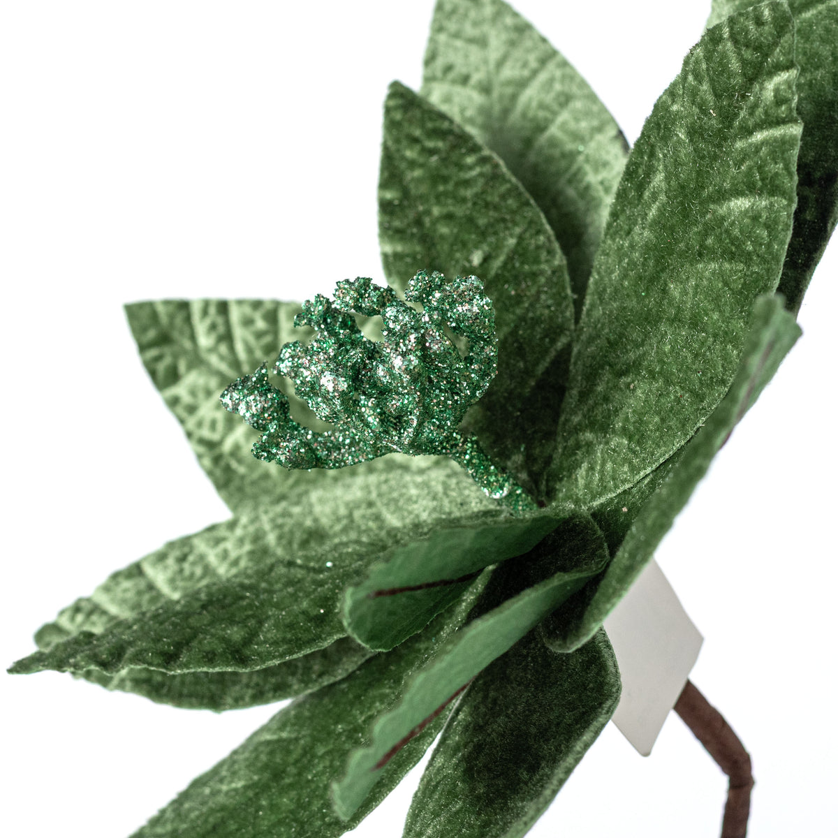 11" x 23" Velvet Poinsettia Stem: Sage Green