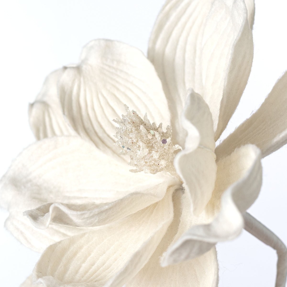 22" Felt Magnolia Flower Stem: Ivory Cream