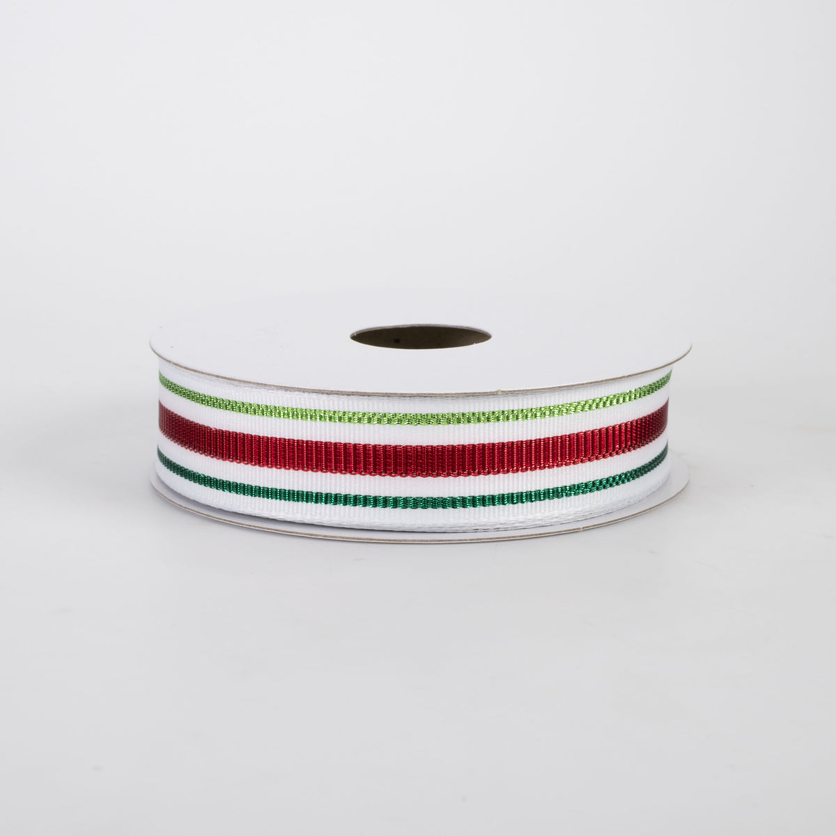 7/8" Metallic Woven Stripes Ribbon: Christmas (10 Yards)