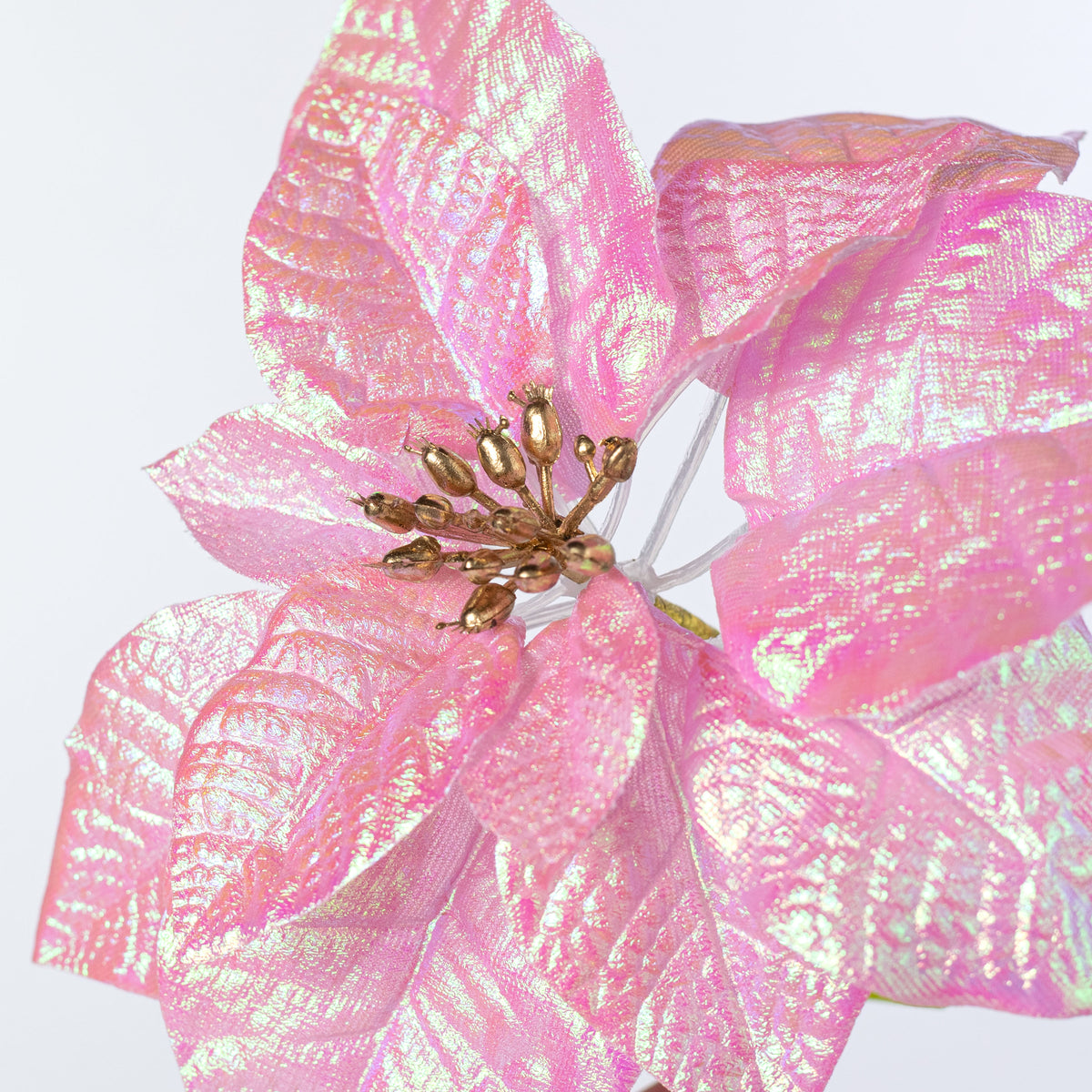 9" x 21" Glossy Poinsettia Stem: Iridescent Pink