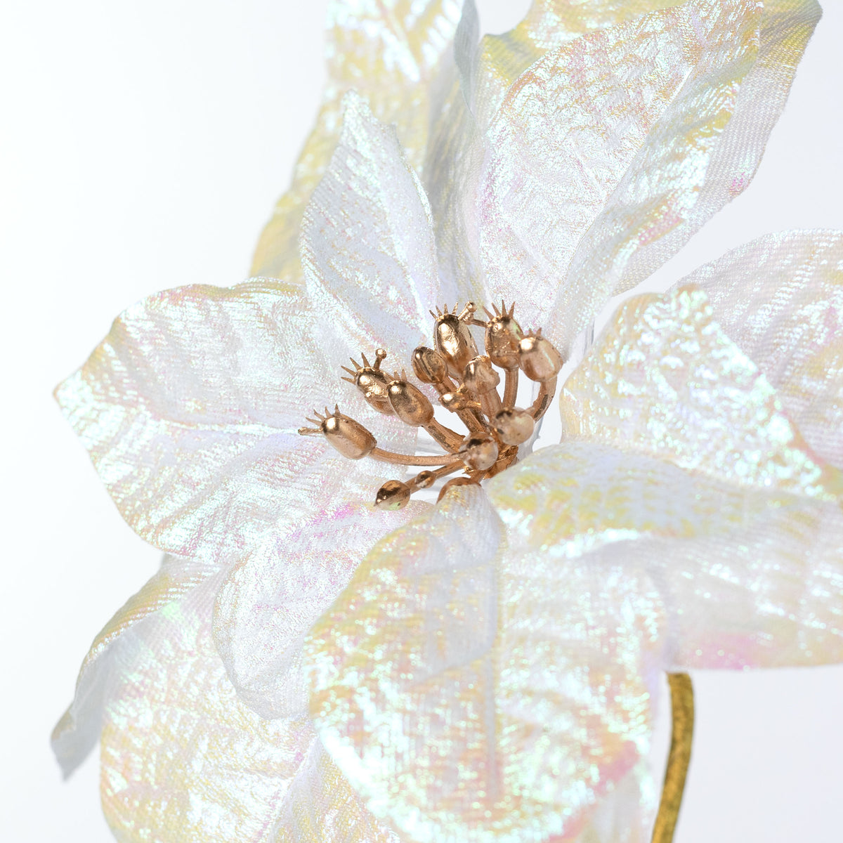 9" x 21" Glossy Poinsettia Stem: Iridescent White