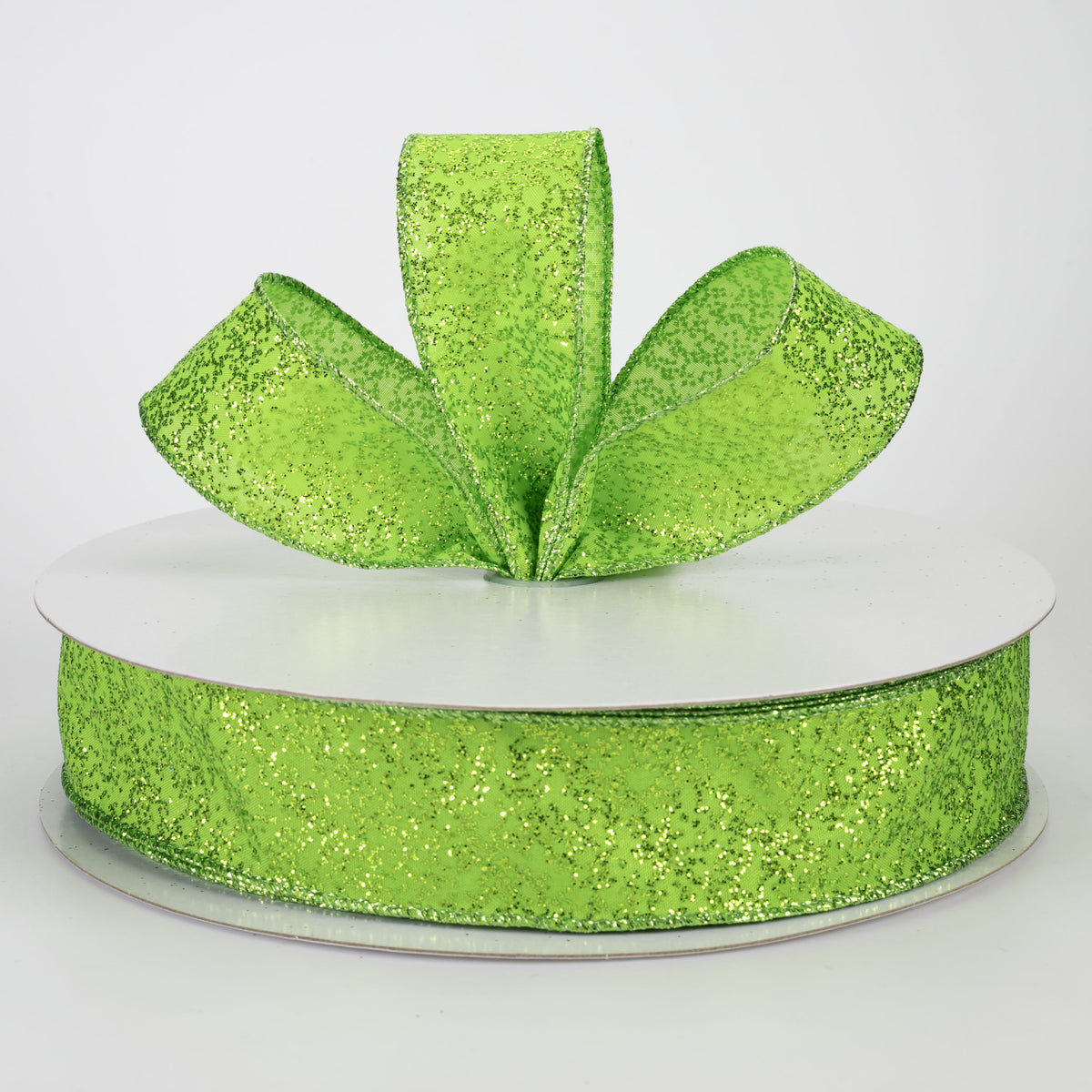 1.5" Mini Glitter Dots Ribbon: Lime Green (50 Yards)