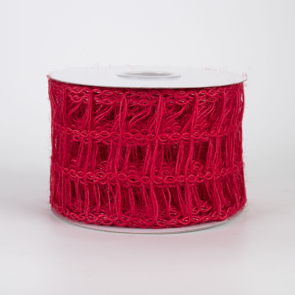 2.5" Open Weave Burlap Jute Ribbon: Red (10 Yards)