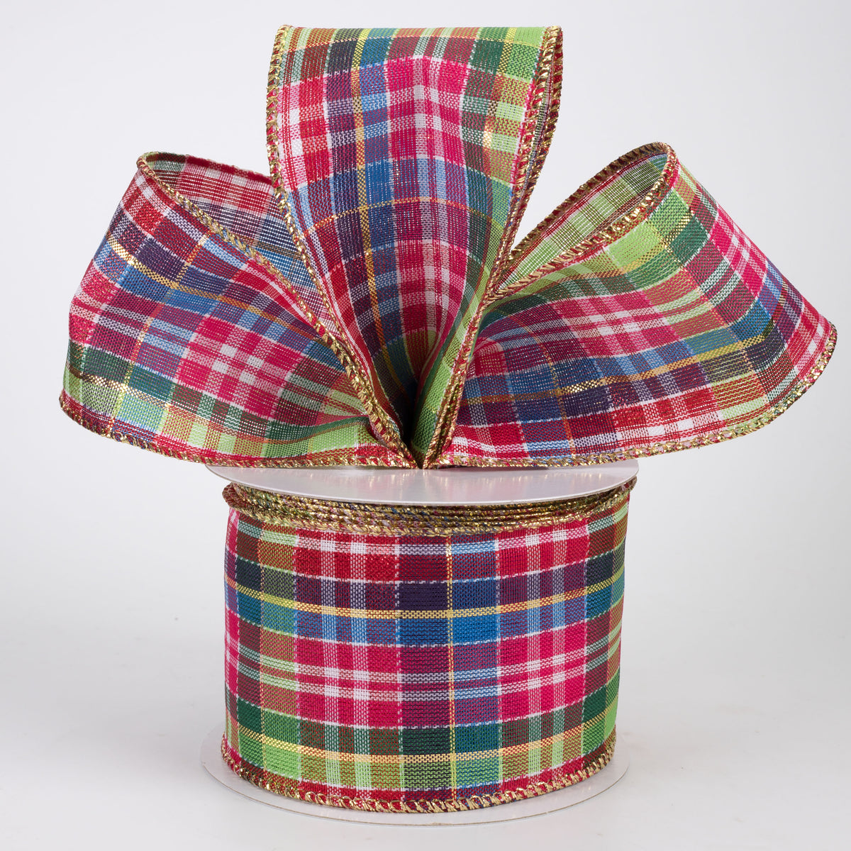 2.5" Christmas Fun & Bright Woven Plaid Ribbon (10 Yards)