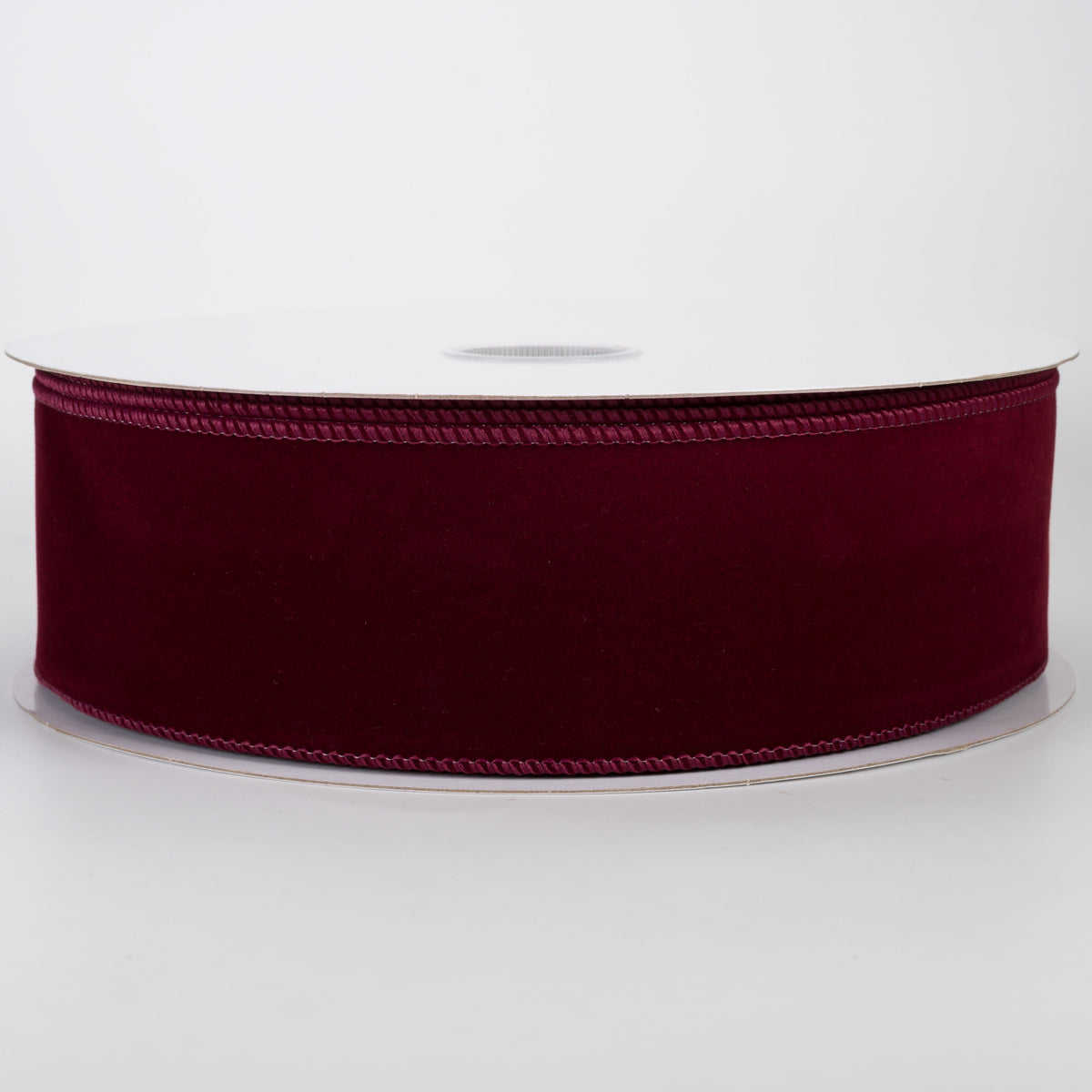 2.5" Stitched Edge Velvet Ribbon: Burgundy (50 Yards)