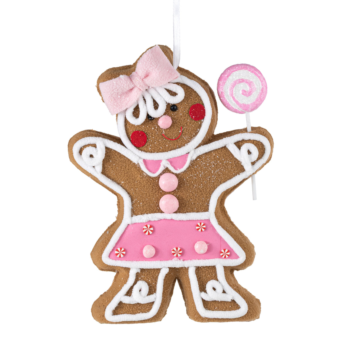 11" Lollipop Gingerbread Girl Ornament