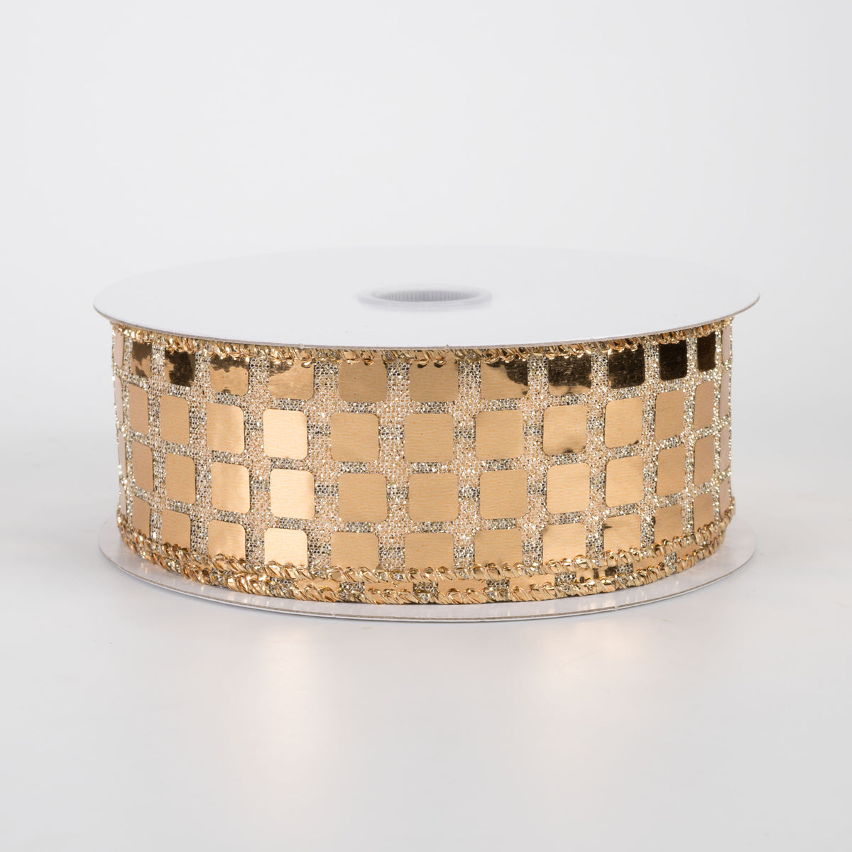 1.5" Mirror Disco Ball Ribbon: Gold (10 Yards)