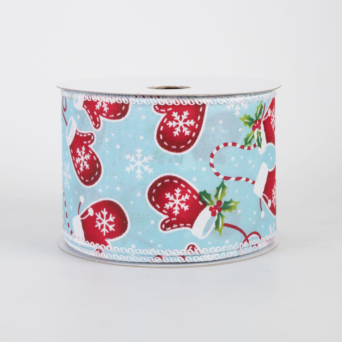 2.5" Snowflakes & Mittens Satin Ribbon: Blue (10 Yards)