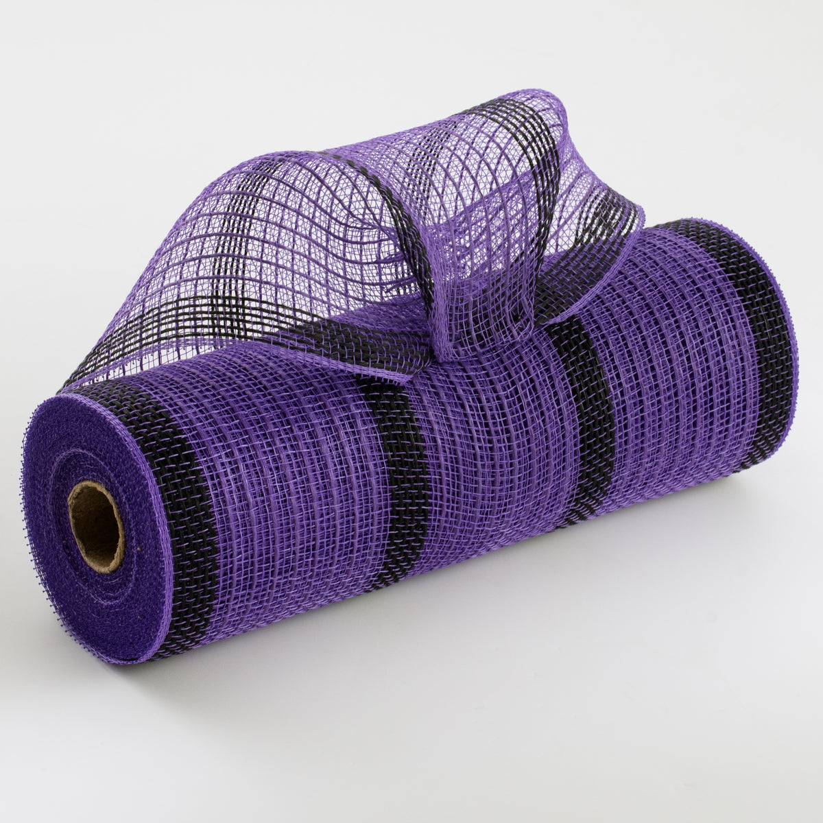 10" Faux Jute Stripe Mesh: Purple & Black