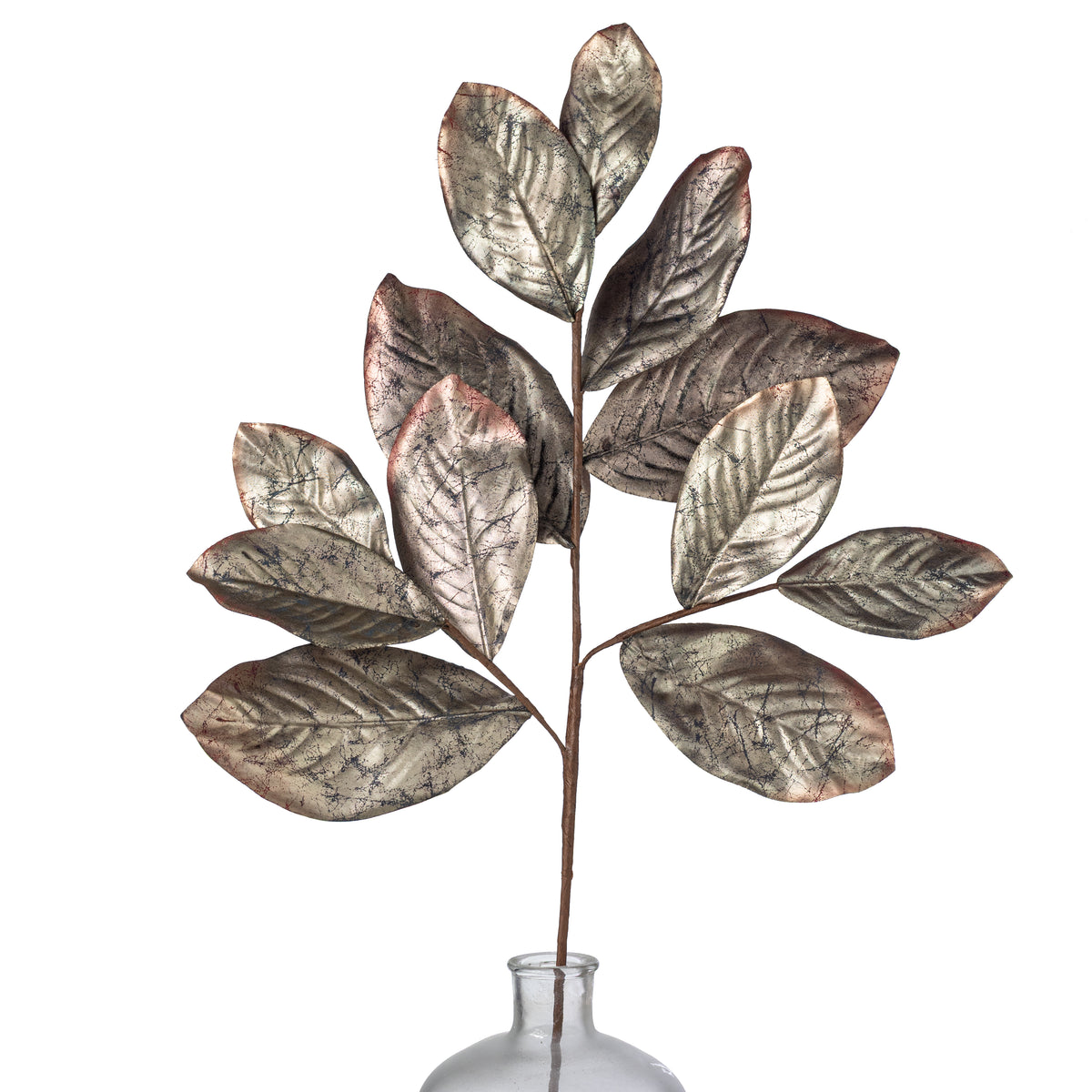 37" Metallic Magnolia Leaf Branch: Champagne Gold