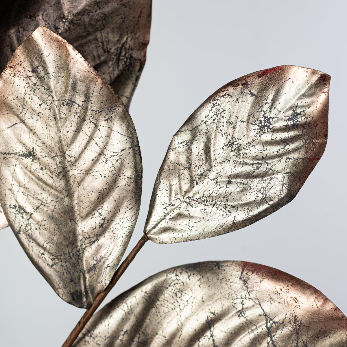 37" Metallic Magnolia Leaf Branch: Champagne Gold