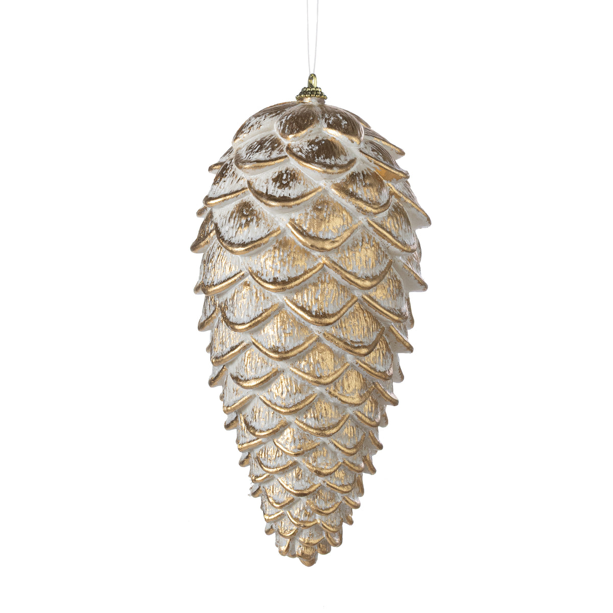 7" Pinecone Plastic Ornament: Champagne Gold