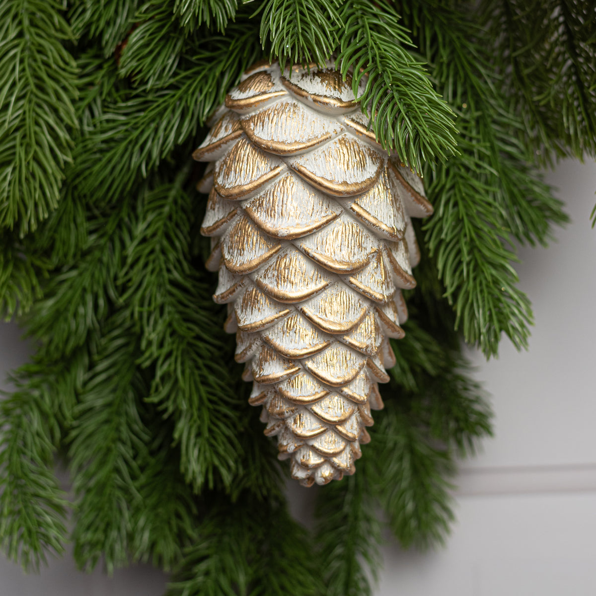 7" Pinecone Plastic Ornament: Champagne Gold