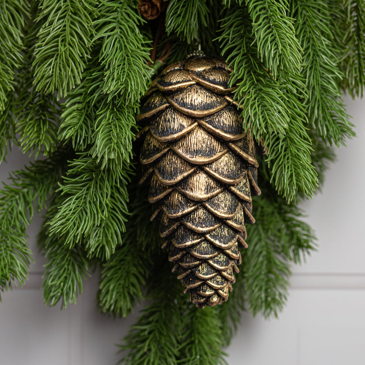 7" Pinecone Plastic Ornament: Antique Gold