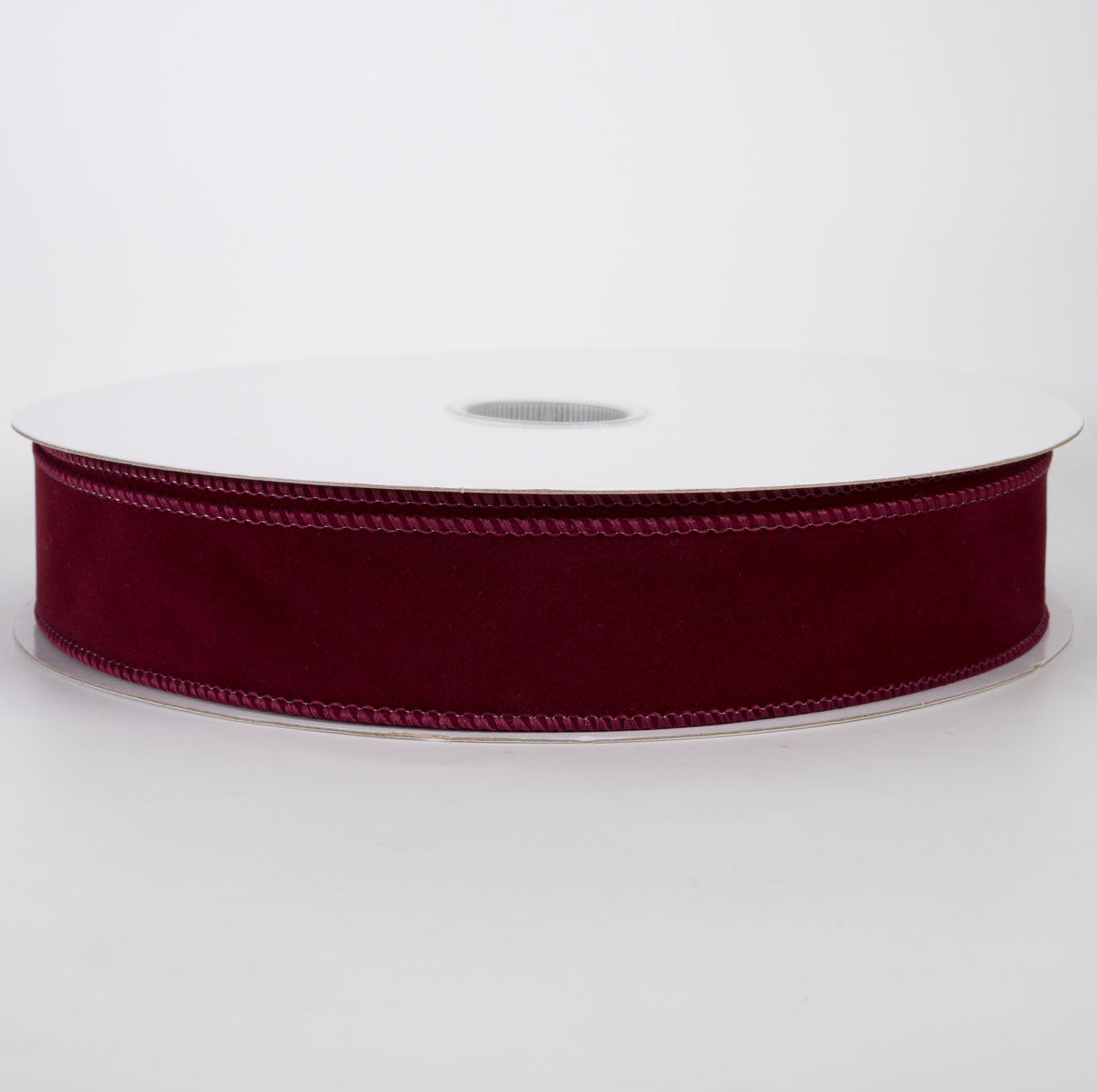1.5" Stitched Edge Velvet Ribbon: Burgundy (50 Yards)