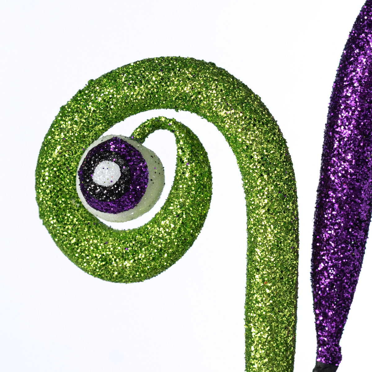 27" Eyeballs Spiral Curly Spray: Black, Purple & Lime
