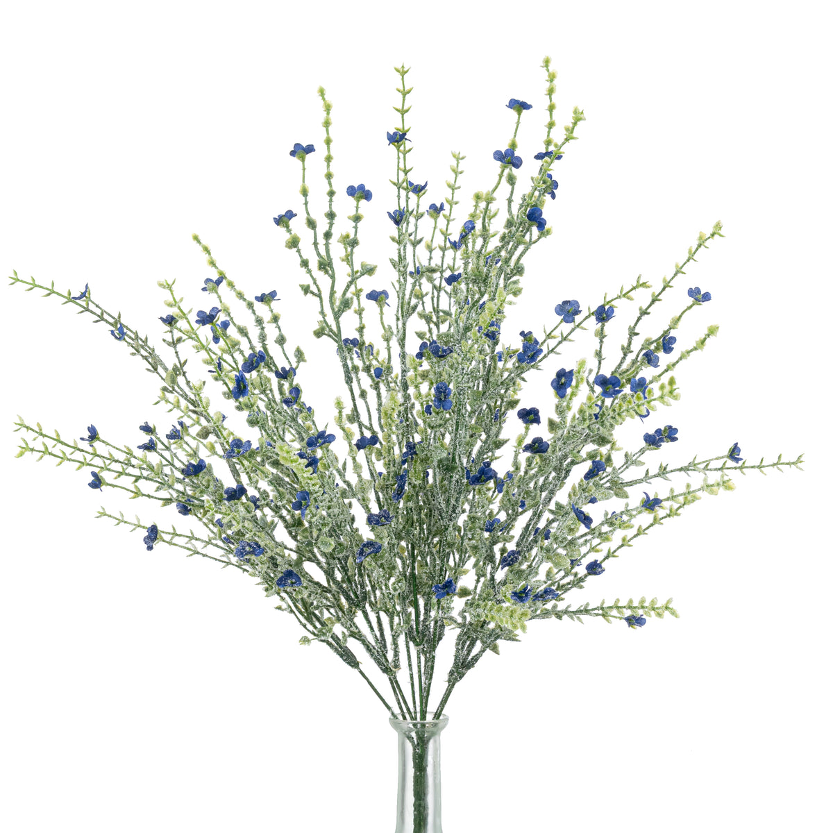 21" Iced Plastic Baby's Breath Bush: Navy Blue