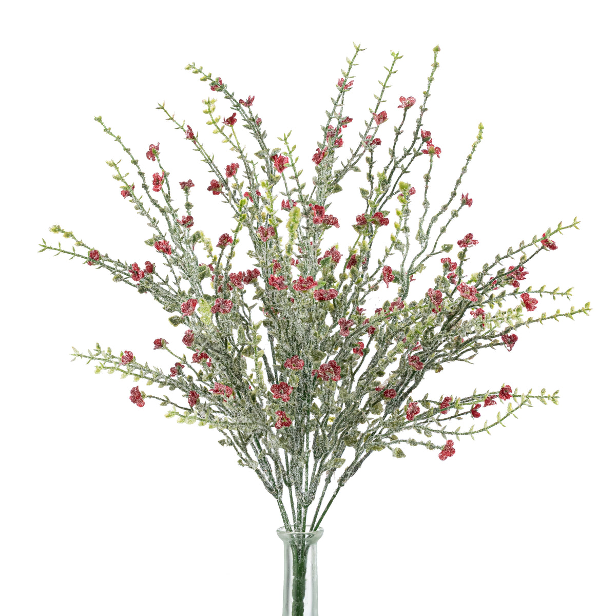 21" Iced Plastic Baby's Breath Bush: Red