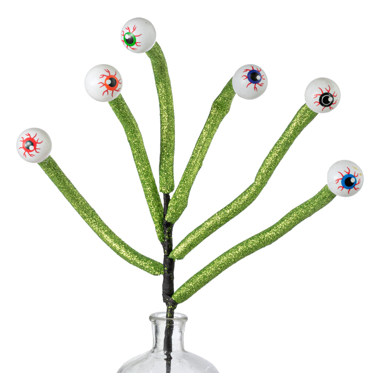27" Monster Eyeballs Glitter Tube Spray: Lime