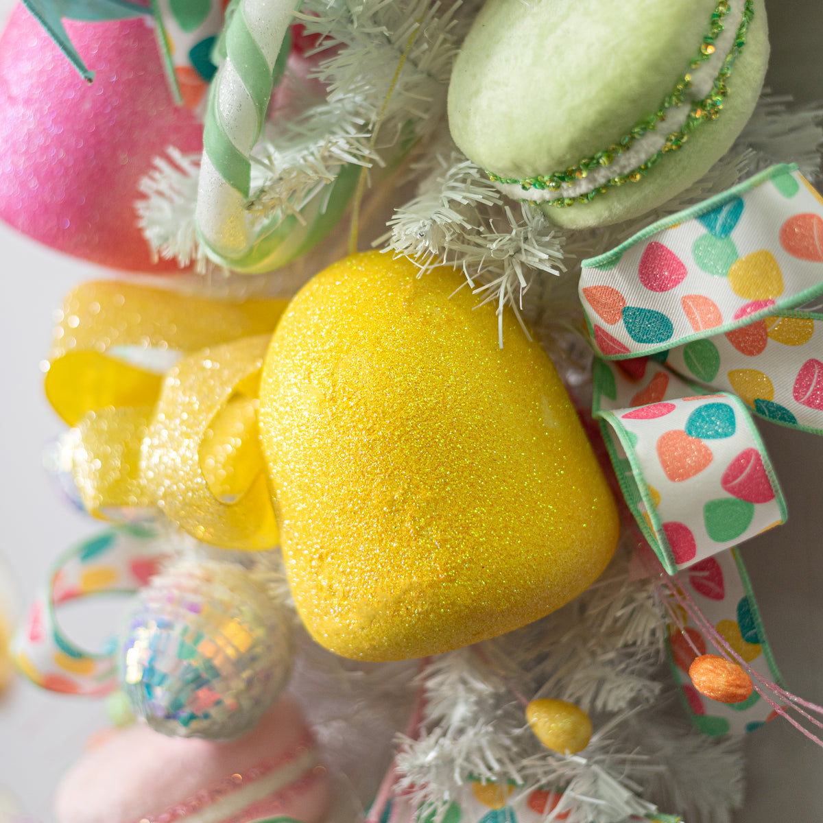 5" Glitter Gumdrop Ornament: Yellow