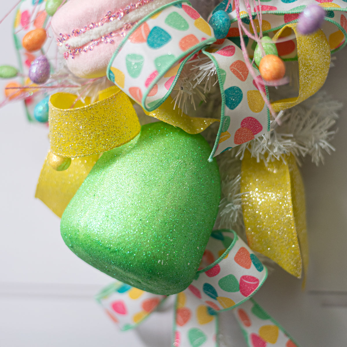 5" Glitter Gumdrop Ornament: Mint Green