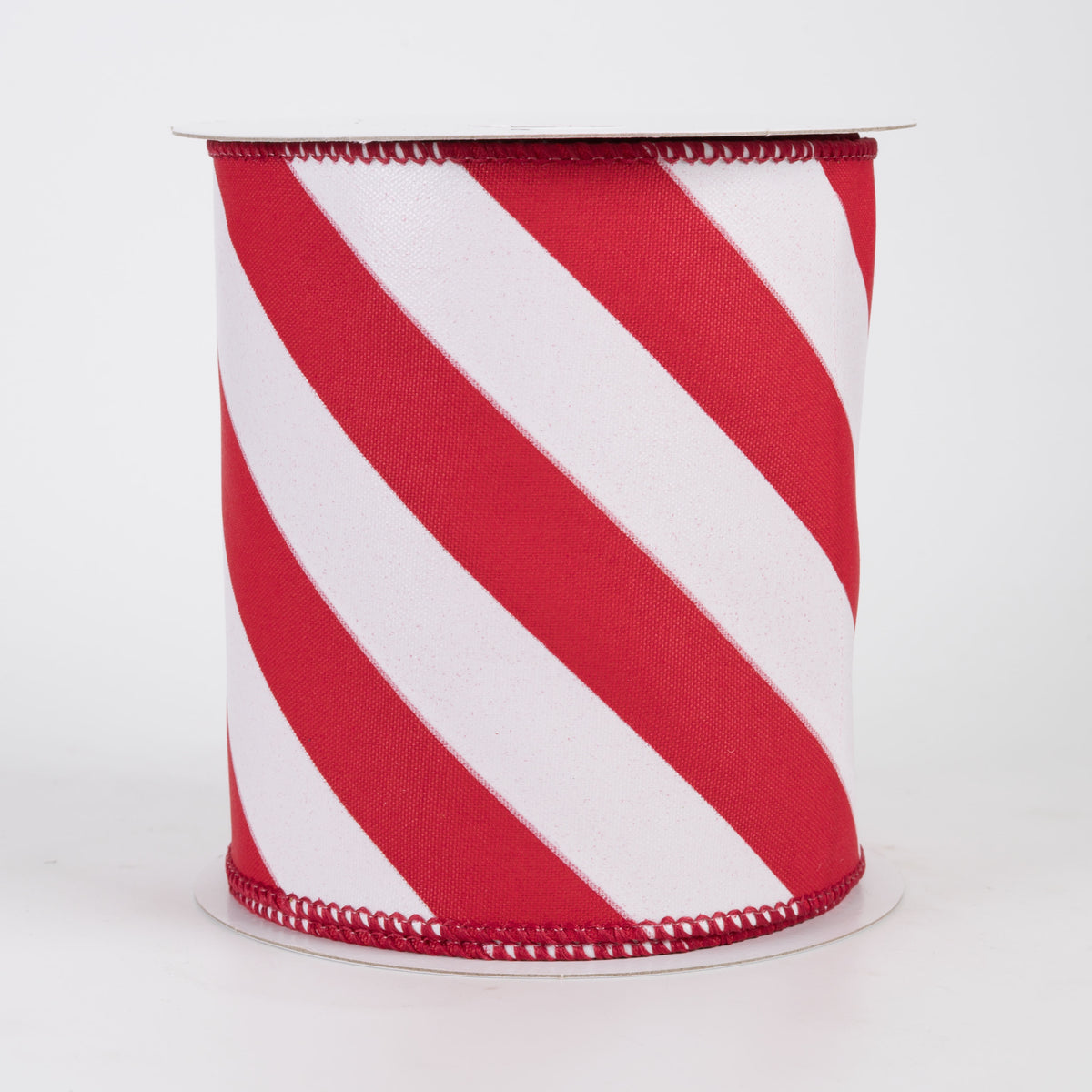 4" Big Candy Cane Stripe Satin Ribbon: Red & White (10 Yards)