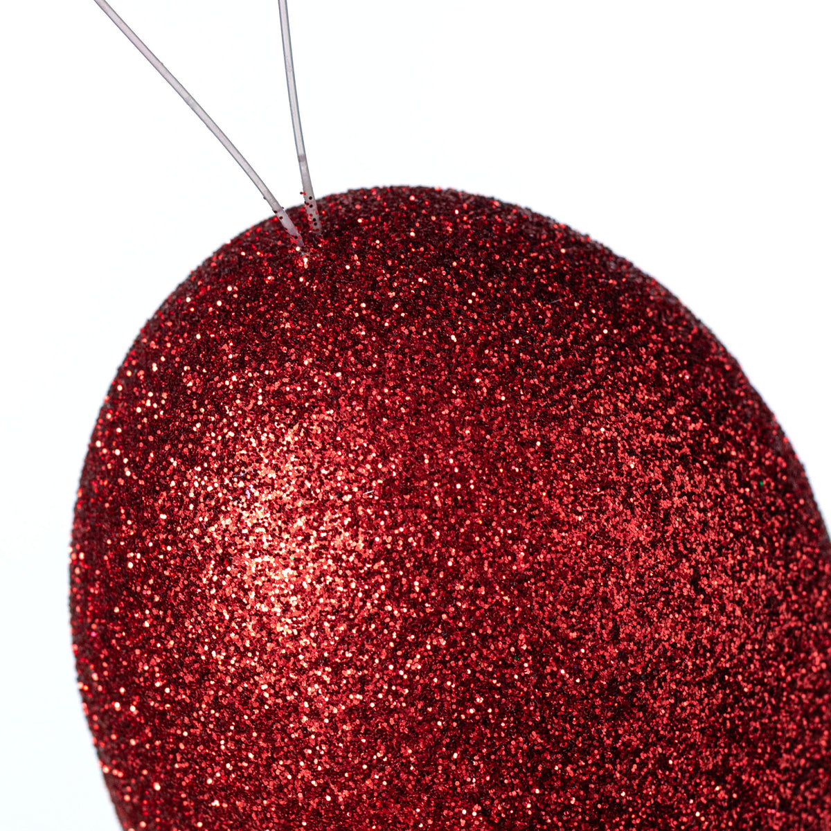 5" Glitter Gumdrop Ornament: Metallic Red