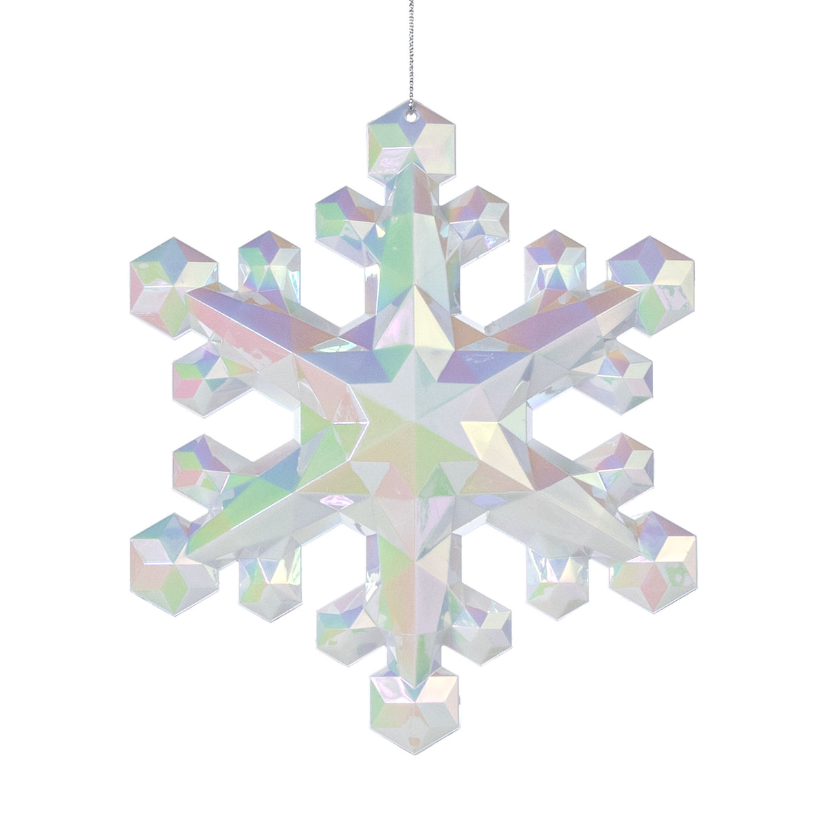 6" Jewel Snowflake Gem Ornament: Iridescent White