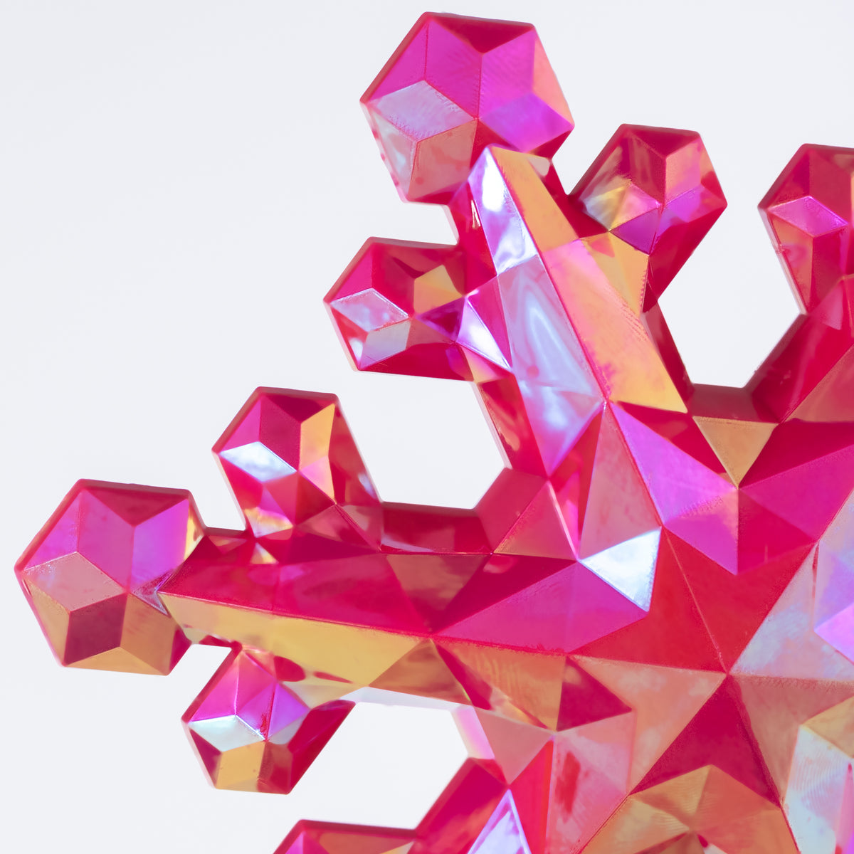 6" Jewel Snowflake Gem Ornament: Iridescent Hot Pink