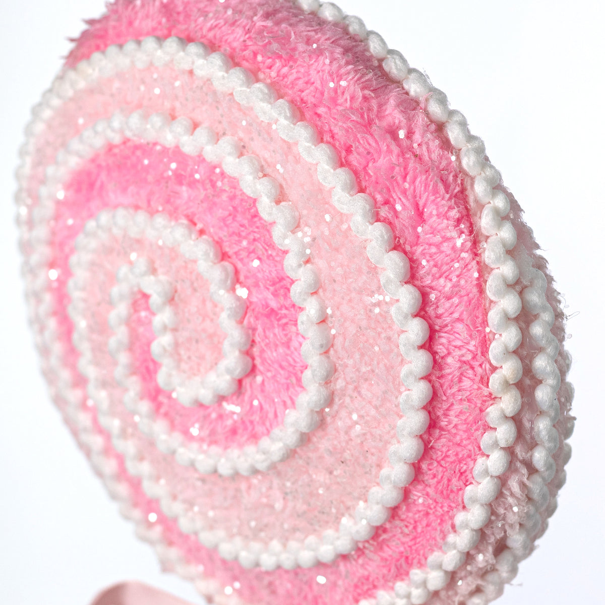 6.5" x 21" Fuzzy Fabric & Trim Lollipop Spray: Pink & White