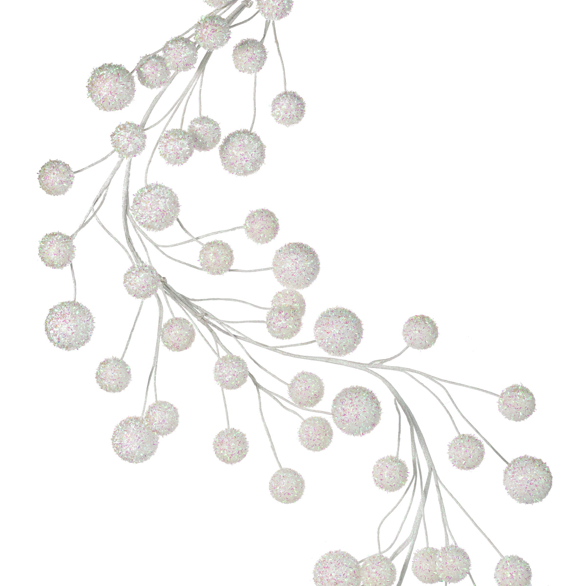 60" V-Cut Foil Ball Garland: Iridescent White