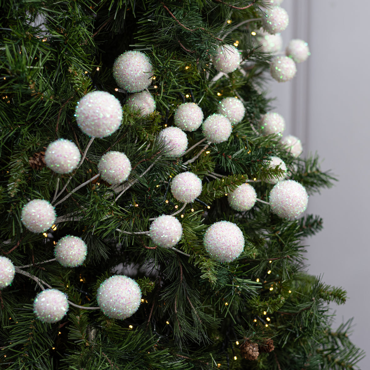 60" V-Cut Foil Ball Garland: Iridescent White