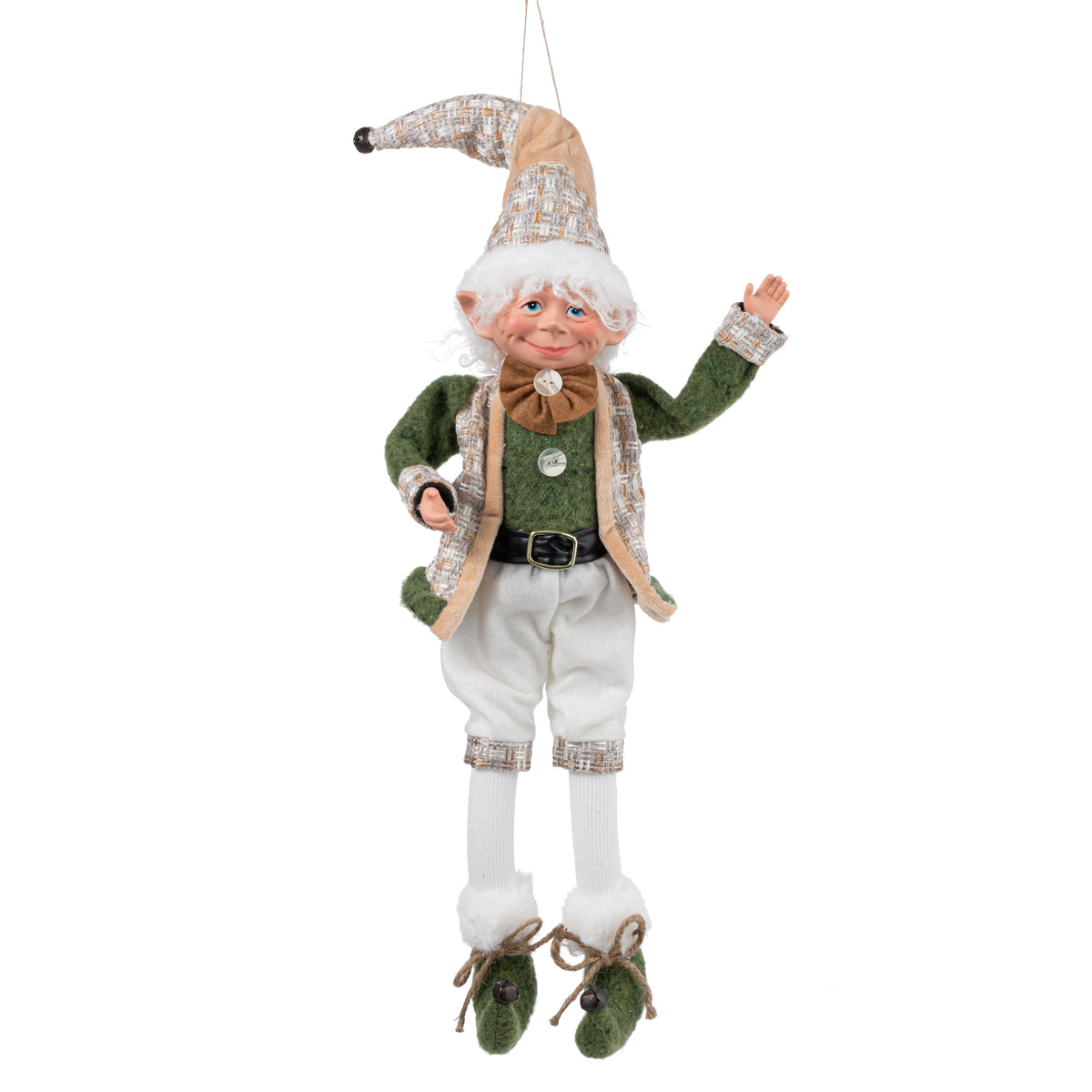 18" Woodland Elf Hanging Doll Ornament: Moss