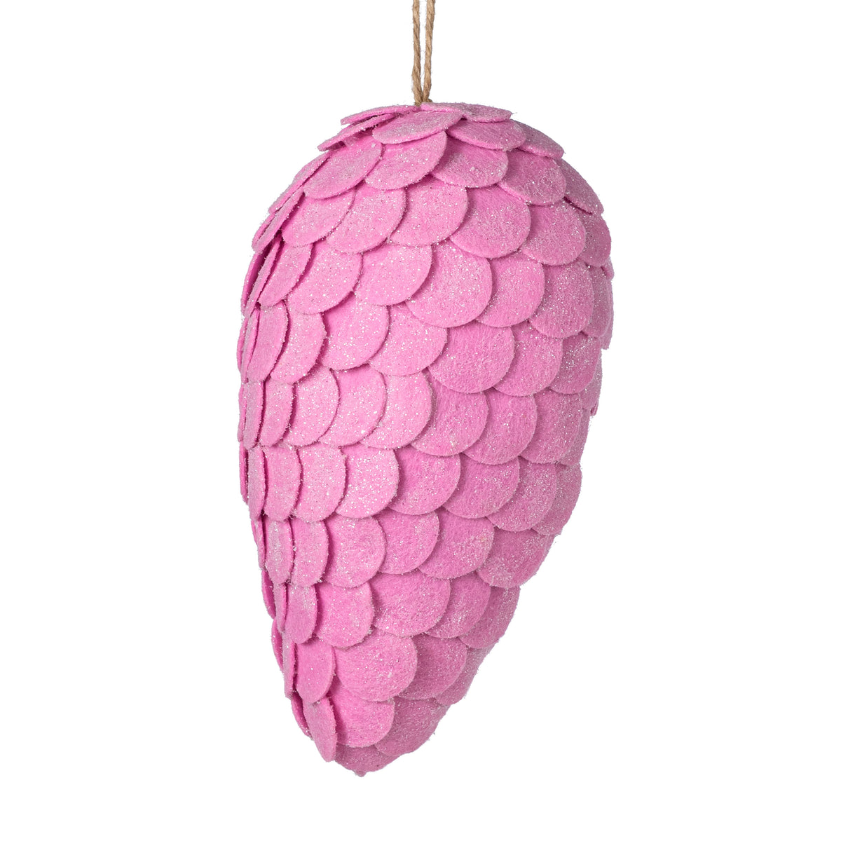 9" Glittered Felt Pinecone Ornament: Pink