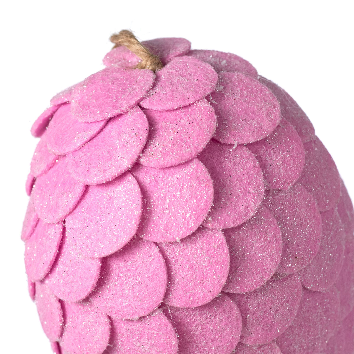 9" Glittered Felt Pinecone Ornament: Pink